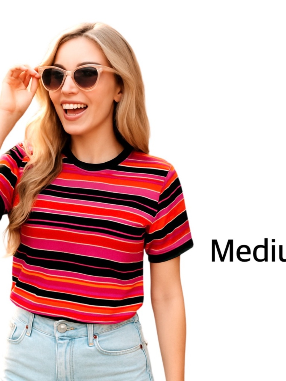 Sag Harbor Multicolor Striped Short Sleeve Top Women’s Medium